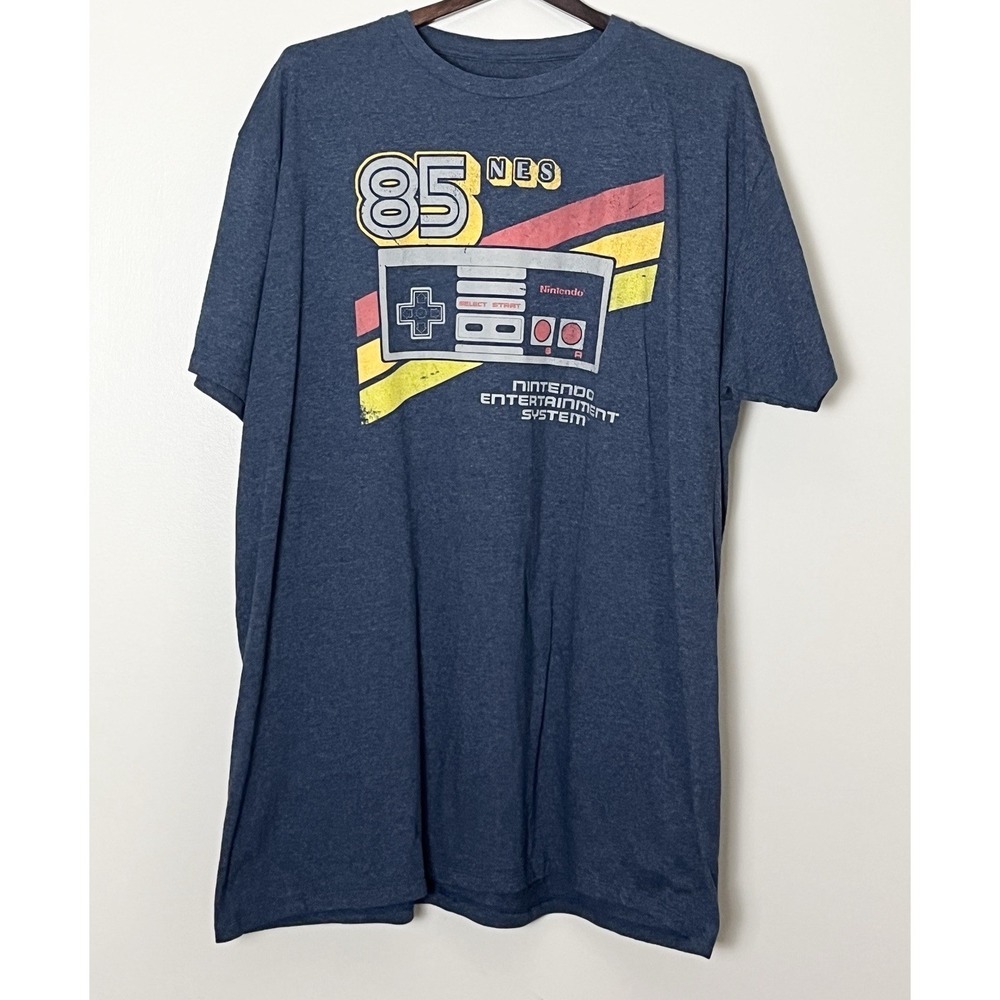 Nintendo Super Nintendo T-Shirt Men's 2XL Blue Graphic Nostalgia Video Games 80s